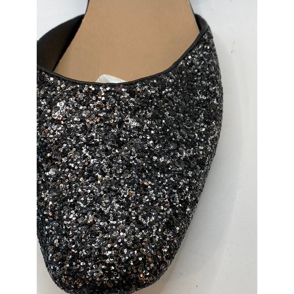 D'CALETA Women's Black Sequin Embellished Closed Toe Ankle Strap Flats SZ 9.5 - Picture 3 of 10